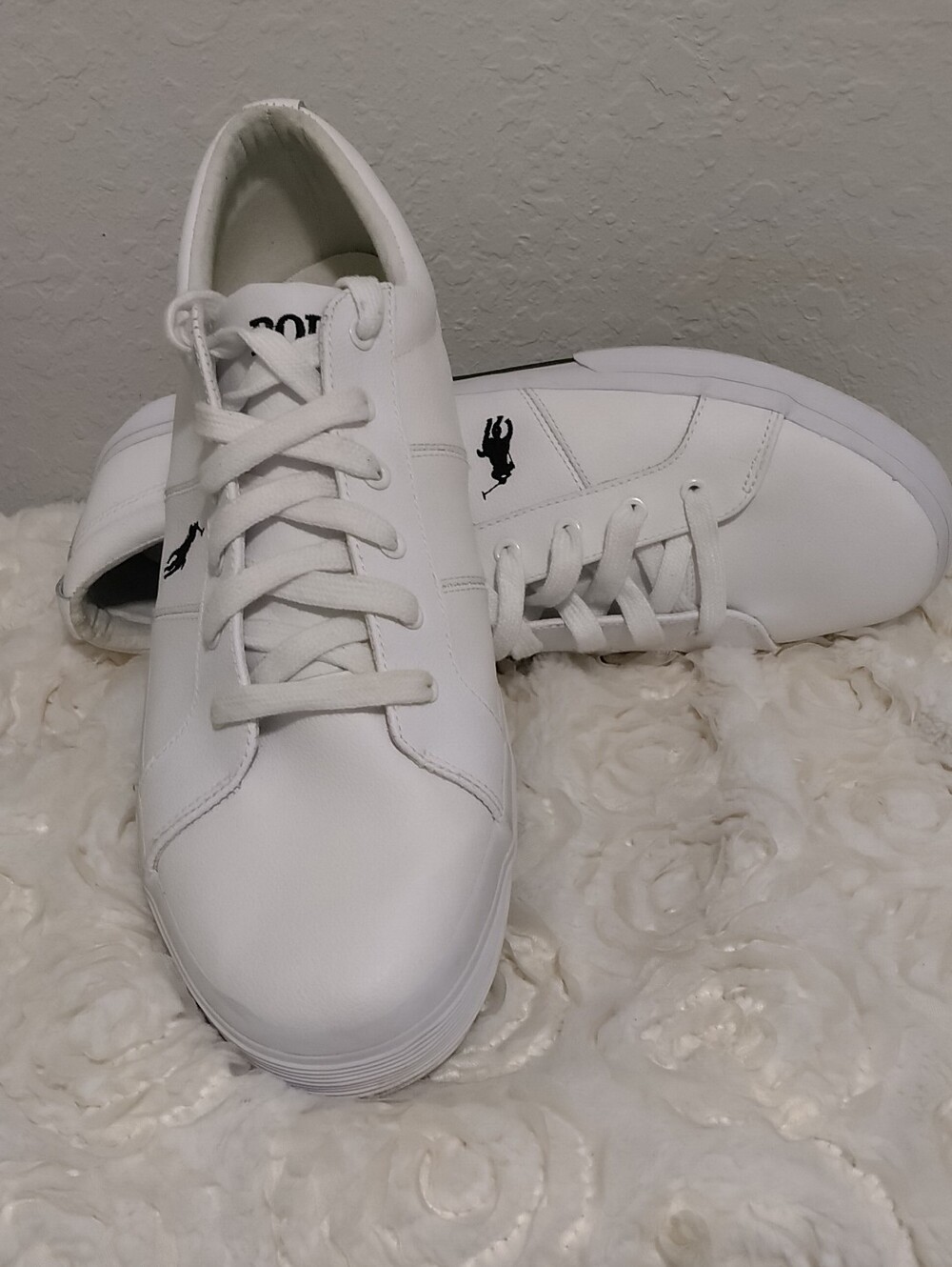 Polo Ralph Lauren White Sneaker with Navy & Gold Logo - Picture 3 of 11